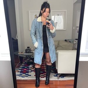 Vintage MARCELLE RENEE denim coat with sherpa detail